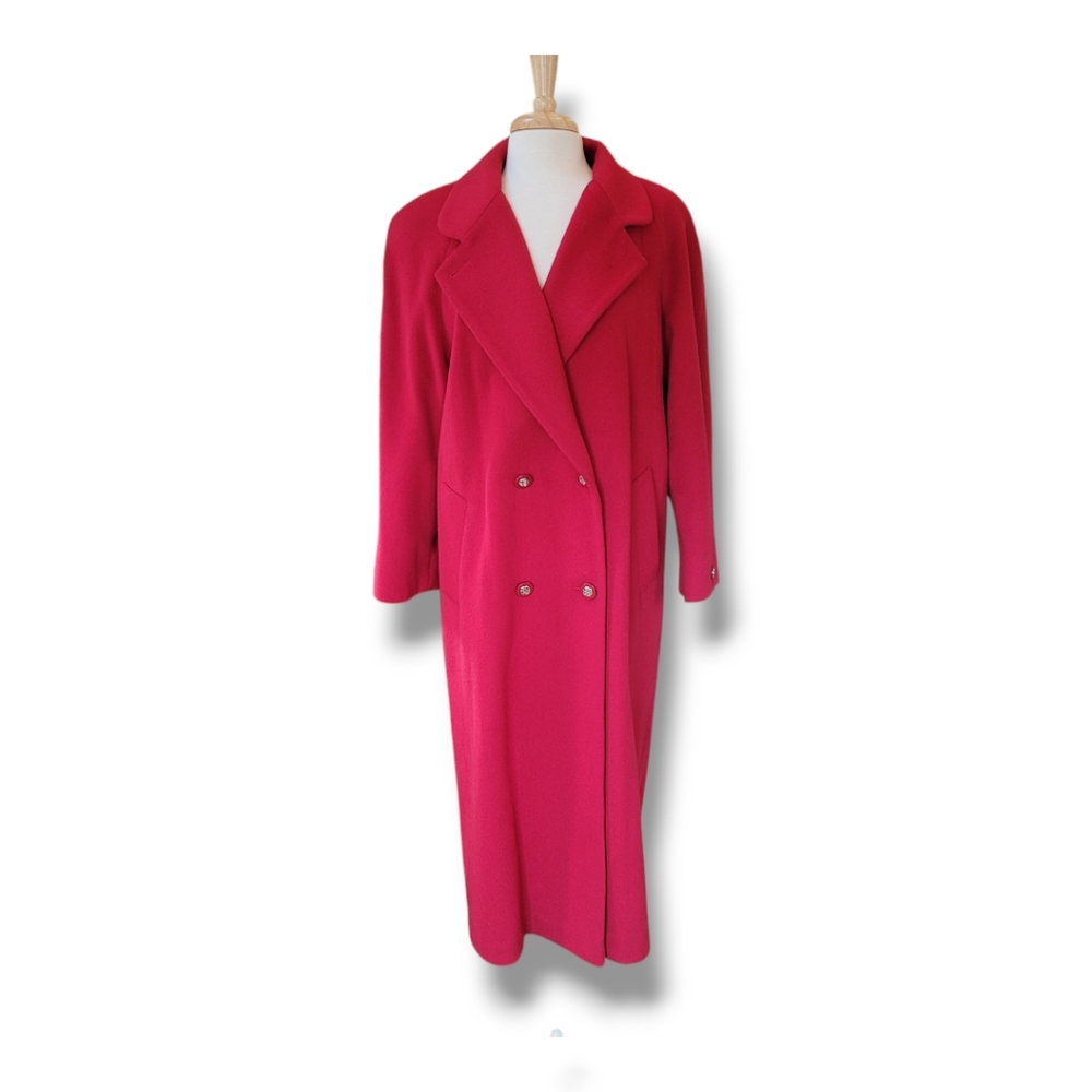 Worthington Red Wool Blend Full Length Double-Breasted Coat. Size 8 - Picture 11 of 11